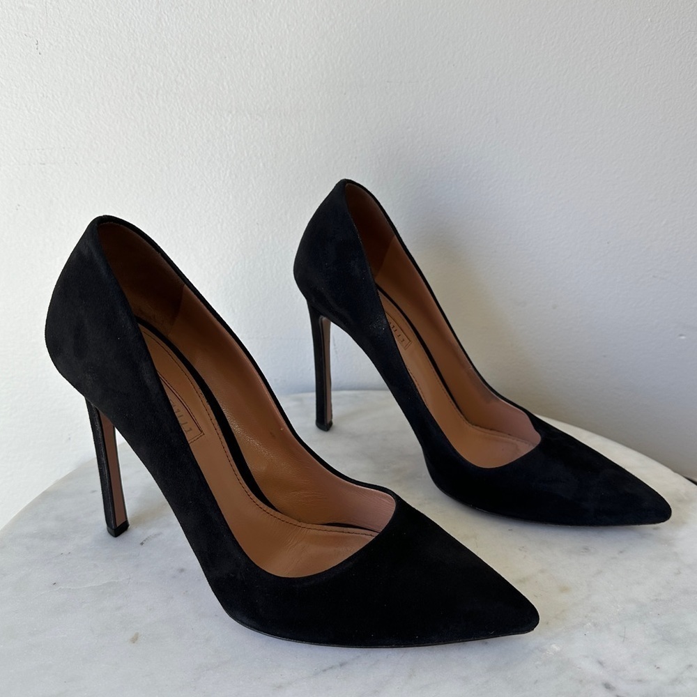 Samuele Failli Designer Luxury Made in Italy Black Suede Pumps Heels size 39